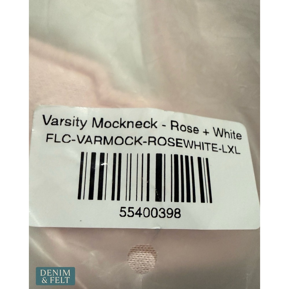NEW Parke Varsity Mockneck Rose White Fleece Sweatshirt L/XL Oversized Pullover - Picture 14 of 15